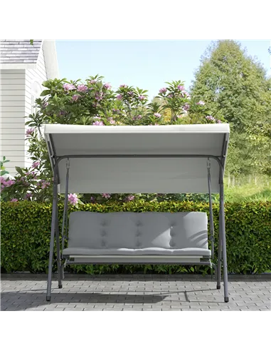 Outsunny Three-Seater Garden Swing Seat - Light Grey