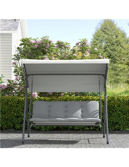 Outsunny Three-Seater Garden Swing Seat - Light Grey