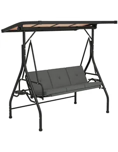 Outsunny Convertible Three-Seater Swing Bench Bed - Dark Grey