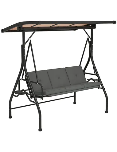 Outsunny Convertible Three-Seater Swing Bench Bed - Dark Grey