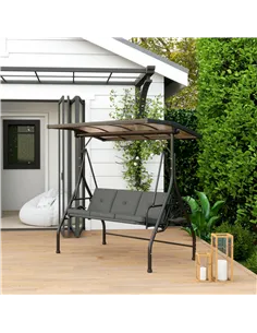 Outsunny Convertible Three-Seater Swing Bench Bed - Dark Grey 2