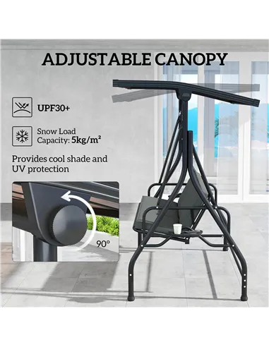 Outsunny Convertible Three-Seater Swing Bench Bed - Dark Grey