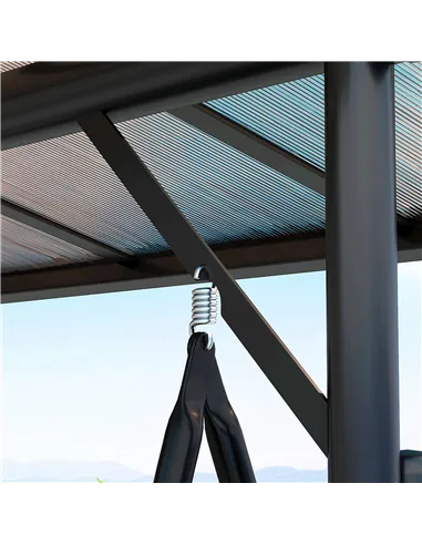 Outsunny Convertible Three-Seater Swing Bench Bed - Dark Grey