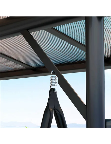 Outsunny Convertible Three-Seater Swing Bench Bed - Dark Grey