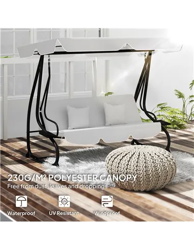 Outsunny 145 x 200Wcm Swing Chair Canopy Replacement - Light Grey