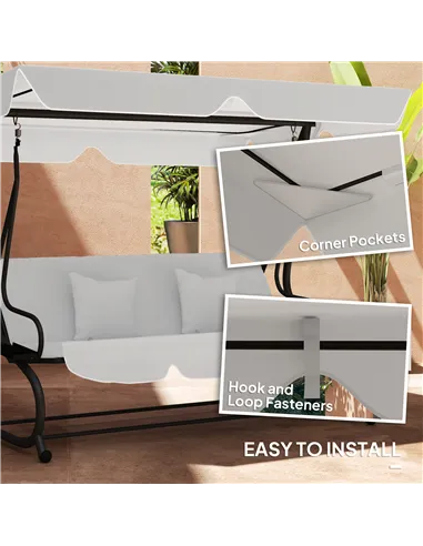 Outsunny 145 x 200Wcm Swing Chair Canopy Replacement - Light Grey
