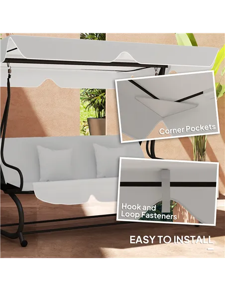Outsunny 145 x 200Wcm Swing Chair Canopy Replacement - Light Grey
