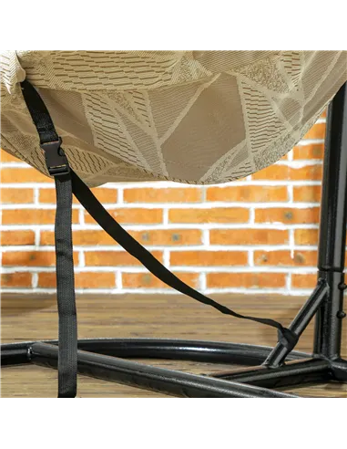 Outsunny Hanging Egg Chair Outdoor Indoor Garden Swing Chair with Folding Basket, Garden Hanging Chair with Stand, Thickened Cus