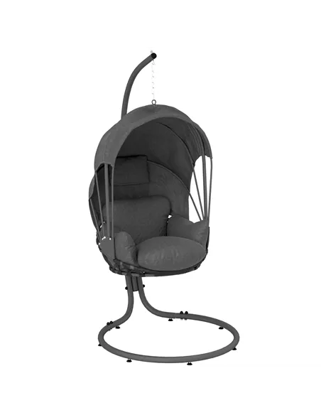 Outsunny Hanging Egg Chair Swing Hammock Chair with Stand, Cushion and Retractable Canopy, for Indoor and Outdoor, Grey