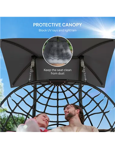 Outsunny Two-Seater Rattan Egg Chair - Black