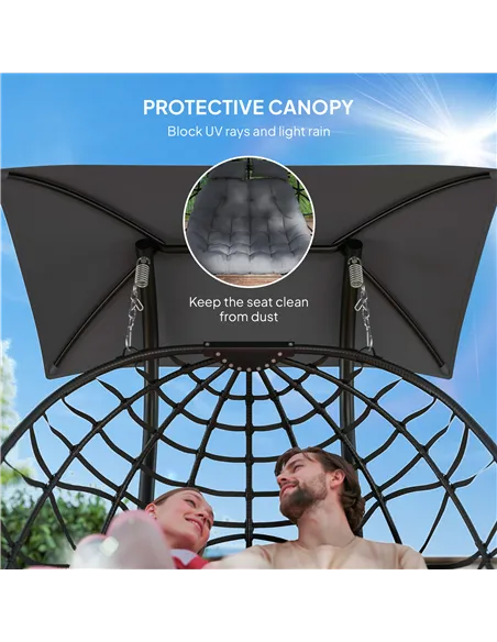 Outsunny Two-Seater Rattan Egg Chair - Black