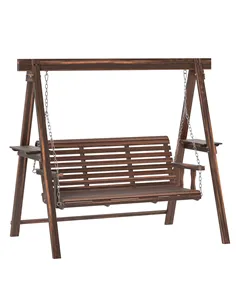 Outsunny Three-Seater Wooden Swing Bench