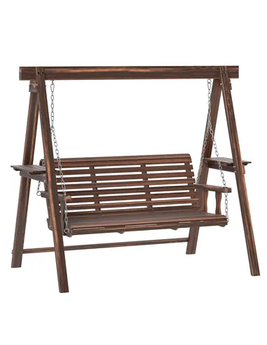 Outsunny Three-Seater Wooden Swing Bench