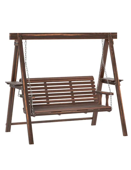 Outsunny Three-Seater Wooden Swing Bench