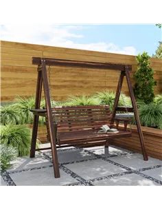 Outsunny Three-Seater Wooden Swing Bench 2