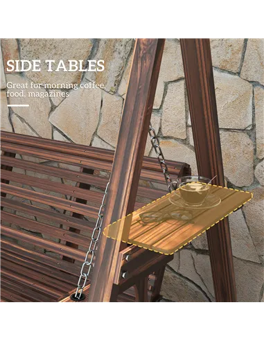 Outsunny Three-Seater Wooden Swing Bench