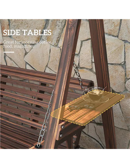 Outsunny Three-Seater Wooden Swing Bench