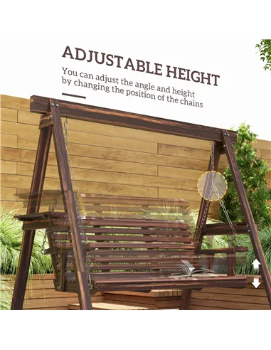 Outsunny Three-Seater Wooden Swing Bench