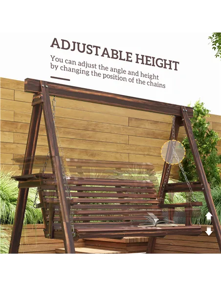 Outsunny Three-Seater Wooden Swing Bench