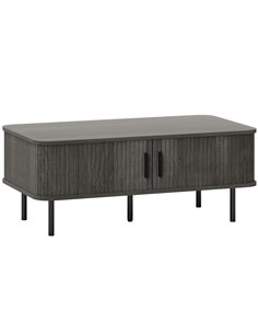 HOMCOM Coffee Table with Storage, Living Room Table with Slatted Tambour Sliding Doors and Foot Pads, Rectangular Coffee Table w