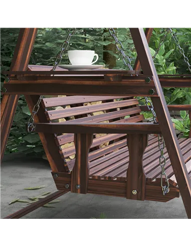 Outsunny Three-Seater Wooden Swing Bench