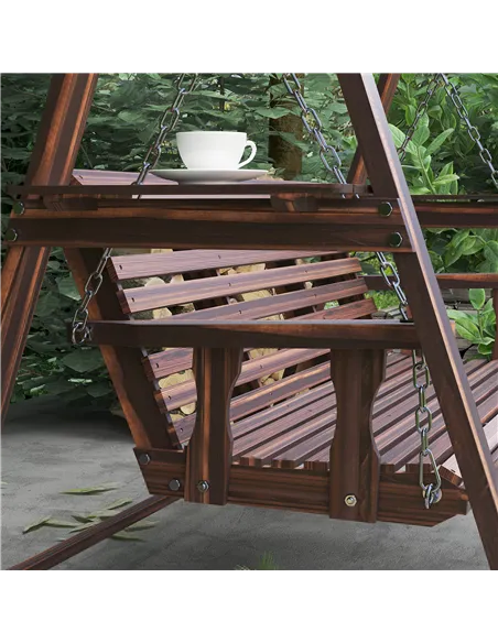 Outsunny Three-Seater Wooden Swing Bench