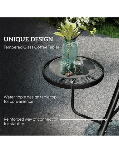 Outsunny Three-Seater Garden Swing, with Adjustable Canopy - Black/Grey