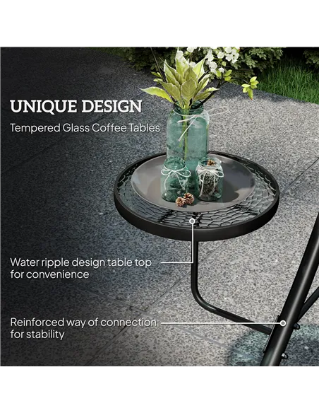 Outsunny Three-Seater Garden Swing, with Adjustable Canopy - Black/Grey