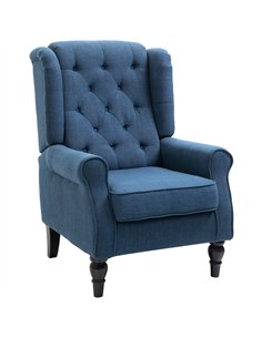 HOMCOM Wingback Accent Chair, Retro Upholstered Button Tufted Occasional Chair for Living Room and Bedroom, Blue