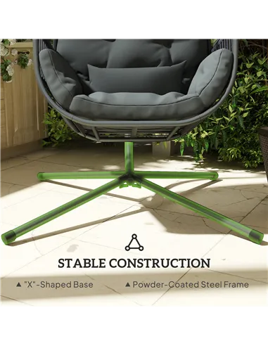 Outsunny Hanging Egg Chair Outdoor Indoor, Swing Hammock Chair with Stand, Cushions, Lumbar Pillow, Adjustable Height and Steel 