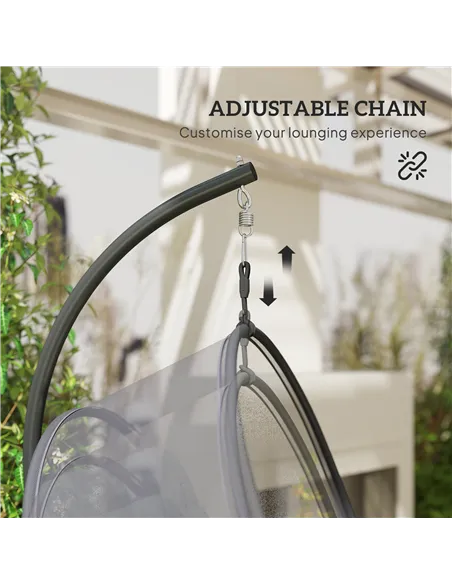 Outsunny Hanging Egg Chair Outdoor Indoor, Swing Hammock Chair with Stand, Cushions, Lumbar Pillow, Adjustable Height and Steel 