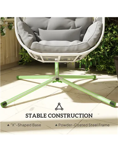 Outsunny Hanging Egg Chair Outdoor Indoor, Swing Hammock Chair with Stand, Cushions, Lumbar Pillow, Adjustable Height and Steel 