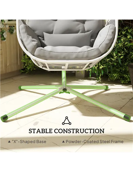 Outsunny Hanging Egg Chair Outdoor Indoor, Swing Hammock Chair with Stand, Cushions, Lumbar Pillow, Adjustable Height and Steel 