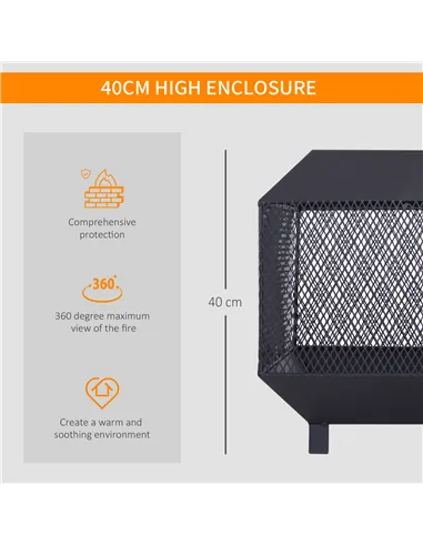 Outsunny Metal Square Fire Pit Outdoor Mesh Firepit Brazier w/ Lid, Log Grate, Poker for Backyard, Camping, Bonfire, Wood Burnin
