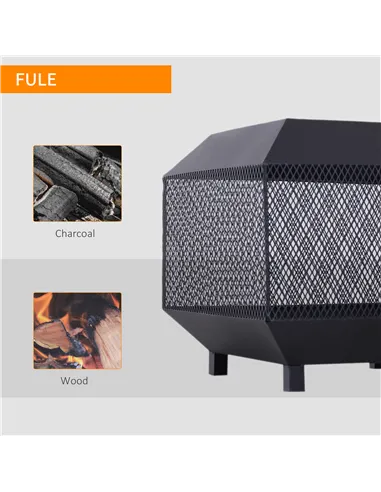 Outsunny Metal Square Fire Pit Outdoor Mesh Firepit Brazier w/ Lid, Log Grate, Poker for Backyard, Camping, Bonfire, Wood Burnin