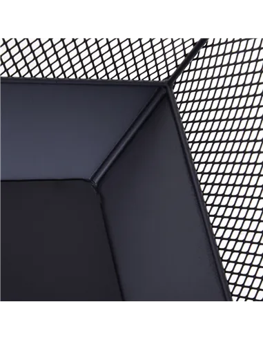 Outsunny Metal Square Fire Pit Outdoor Mesh Firepit Brazier w/ Lid, Log Grate, Poker for Backyard, Camping, Bonfire, Wood Burnin