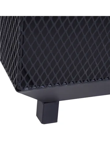 Outsunny Metal Square Fire Pit Outdoor Mesh Firepit Brazier w/ Lid, Log Grate, Poker for Backyard, Camping, Bonfire, Wood Burnin