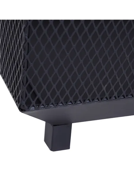 Outsunny Metal Square Fire Pit Outdoor Mesh Firepit Brazier w/ Lid, Log Grate, Poker for Backyard, Camping, Bonfire, Wood Burnin