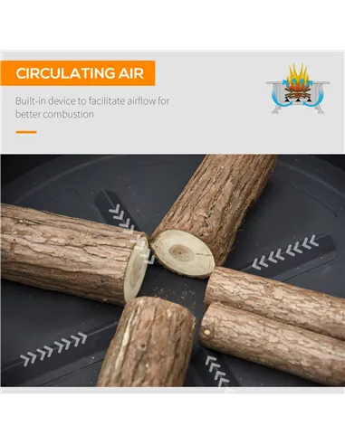 Outsunny Metal Large Firepit Bowl Outdoor 2-In-1 Round Fire Pit Brazier w/ Lid,  BBQ Grill, Poker for Backyard, Camping, Bonfire