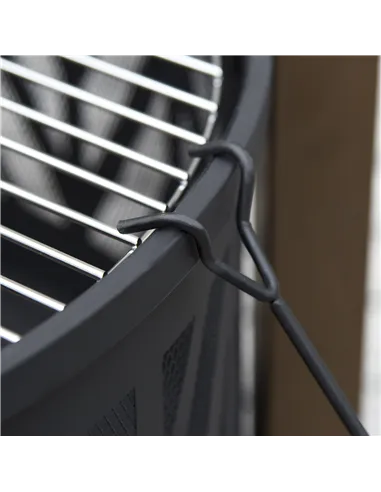 Outsunny Metal Large Firepit Bowl Outdoor 2-In-1 Round Fire Pit Brazier w/ Lid,  BBQ Grill, Poker for Backyard, Camping, Bonfire