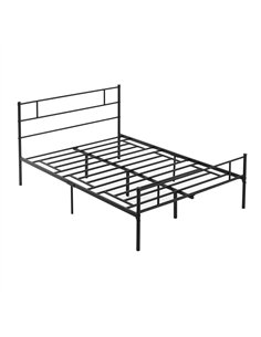 HOMCOM Double Metal Bed Frame Solid Bedstead Base with Headboard and Footboard, Metal Slat Support and Underbed Storage Space, B