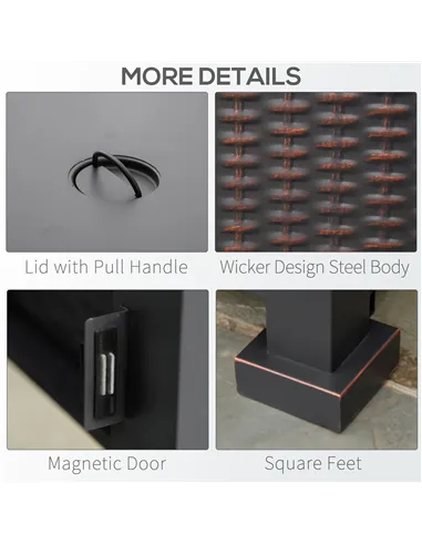 Outsunny Square Propane Gas Fire Pit Table, 50000 BTU Rattan Smokeless Firepit Patio Heater with Glass Screen, Glass Beads and L