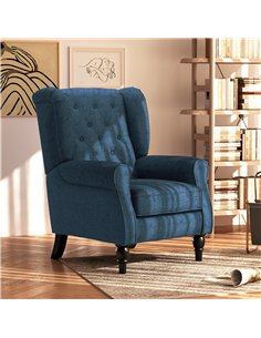 HOMCOM Wingback Accent Chair, Retro Upholstered Button Tufted Occasional Chair for Living Room and Bedroom, Blue 2