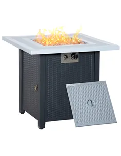 Outsunny 71 x 71cm 40000 BTU Gas Firepit Table - Black/Grey