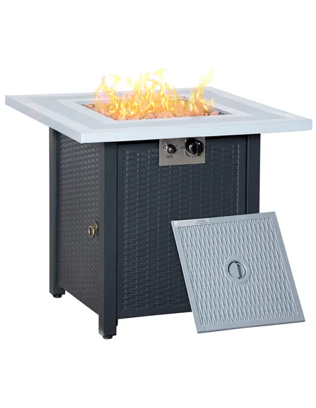 Outsunny 71 x 71cm 40000 BTU Gas Firepit Table - Black/Grey