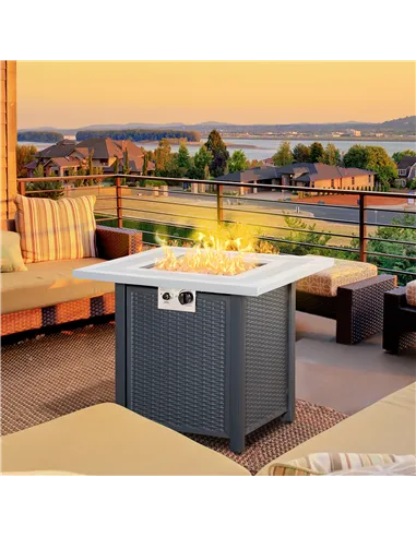 Outsunny 71 x 71cm 40000 BTU Gas Firepit Table - Black/Grey