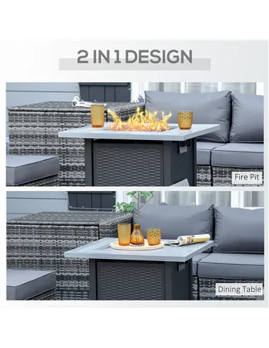 Outsunny 71 x 71cm 40000 BTU Gas Firepit Table - Black/Grey