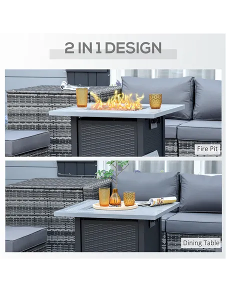 Outsunny 71 x 71cm 40000 BTU Gas Firepit Table - Black/Grey