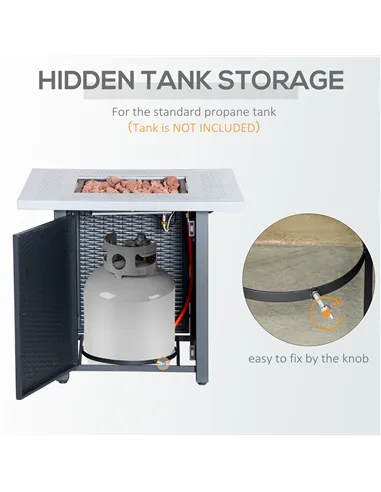 Outsunny 71 x 71cm 40000 BTU Gas Firepit Table - Black/Grey