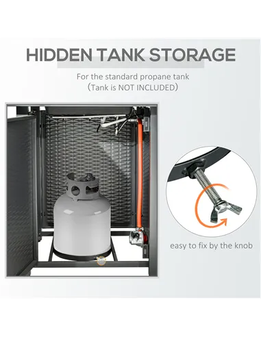 Outsunny Square Propane Gas Fire Pit Table, 40000 BTU Rattan Smokeless Firepit Patio Heater with Protective Cover, Lava Rocks an